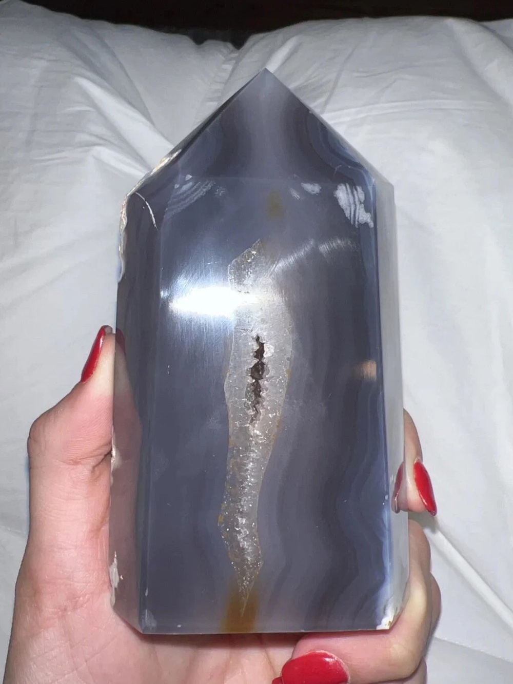 Natural Agate Crystal Tower (5”x3”, 1.9 lb) Décor & Healing Stone - Picture 2 of 4